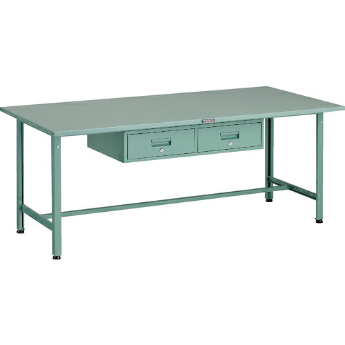 [軽量作業台（ＡＥ型３００ｋｇタイプ）]【送料無料】ＴＲＵＳＣＯ 軽荷重作業台（３００ｋｇ）ＡＥ型 １８００Ｘ９００ＸＨ７４０ ２列引出し付 グリーン色 1台【代引不可商品・メーカー直送】【北海道・沖縄送料別途】【smtb-KD】【お取り寄せ品】