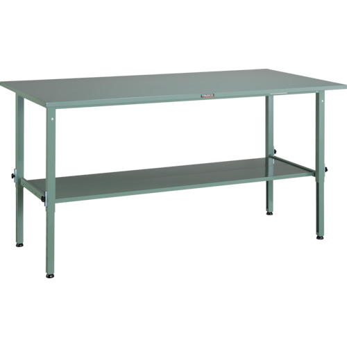 [高さ調節式作業台（ＡＥＭ型１５０ｋｇタイプ）]【送込】ＴＲＵＳＣＯ 軽荷重作業台高さ調節式（１５０ｋｇ）ＡＥＭ型 １８００Ｘ９００ＸＨ６５０～９５０ 下棚２枚付 グリーン色 1台【代引不可】【北海道沖縄送別】【smtb-KD】【法人様のみ取扱い】｜ものづくりのがんばり屋