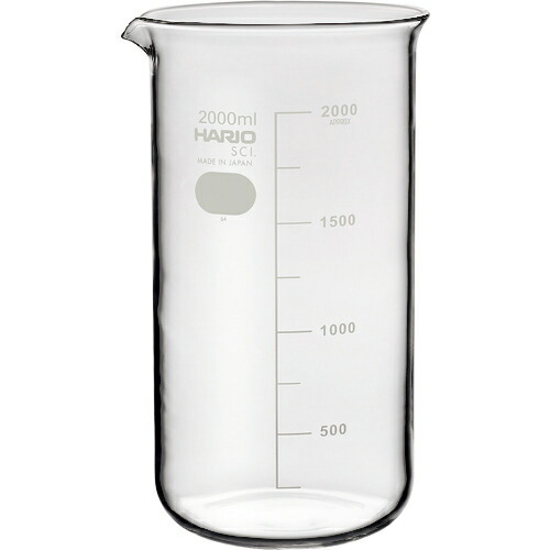 [ビーカー]ハリオサイエンス（株） ＨＡＲＩＯ トールビーカー 目安目盛付 ２０００ｍｌ TB-2L-SCI 1個【206-5671】｜ものづくりのがんばり屋
