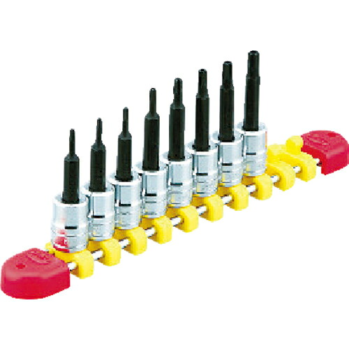 [ヘックスローブソケットセット]京都機械工具（株）　ＫＴＣ　６．３ｓｑ．Ｔ型いじり止めトルクスビットソケットセット　TBT208TH　1S【383-9435】｜ものづくりのがんばり屋
