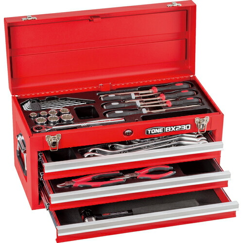 [整備用工具セット]【送料無料】ＴＯＮＥ（株） ＴＯＮＥ 整備用工具セット ツールセット ＢＸ２３０仕様 レッド 間口５０８×奥行２３２×高さ３０２ｍｍ TSS452 1S【437-9951】【北海道・沖縄送料別途】【smtb-KD】