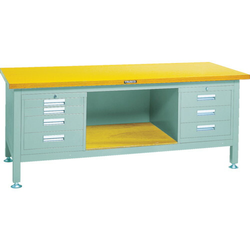[重量作業台（ＴＷ型３０００ｋｇタイプ）]【送込】ＴＲＵＳＣＯ 重荷重作業台（３０００ｋｇ）ＴＷＺ型 １８００Ｘ７５０ＸＨ７４０ ３段・４段引出付 グリーン色 1台【代引不可】【法人様方のみのお取扱い】【北海道･沖縄送別】【smtb-KD】