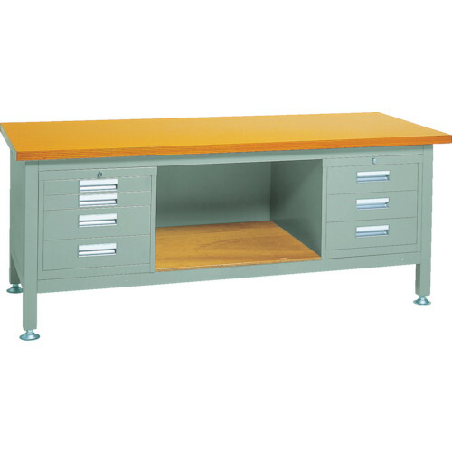 [重量作業台（ＴＷ型３０００ｋｇタイプ）]【送込】ＴＲＵＳＣＯ 重荷重作業台（３０００ｋｇ）ＴＷＺ型 １８００Ｘ９００ＸＨ７４０ ３段・４段引出付 グリーン色 1台【代引不可】【法人様方のみのお取扱い】【北海道･沖縄送別】【smtb-KD】｜ものづくりのがんばり屋