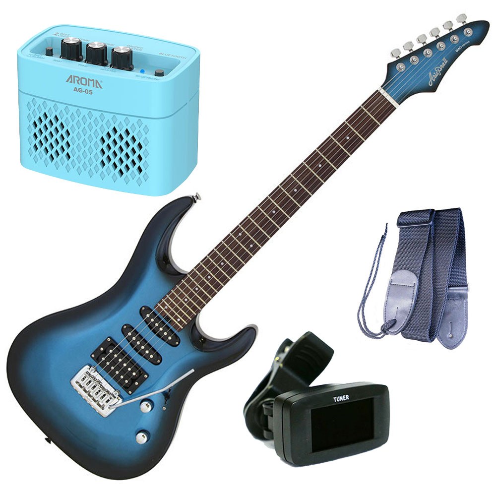 【店内全品5%OFFｾｰﾙ開催中】【チューナー＋ギターストラップ＋アンプAG-05 BL＋教則DVD】AriaProII エレキギター MAC-STD MBS｜Ｇ＆Ｇ onlineshop