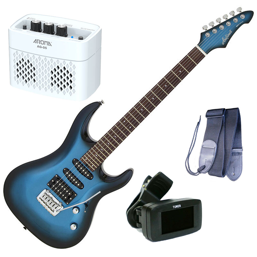 【店内全品5%OFFｾｰﾙ開催中】【チューナー＋ギターストラップ＋アンプAG-05 WH＋教則DVD】AriaProII エレキギター MAC-STD MBS＋｜Ｇ＆Ｇ onlineshop
