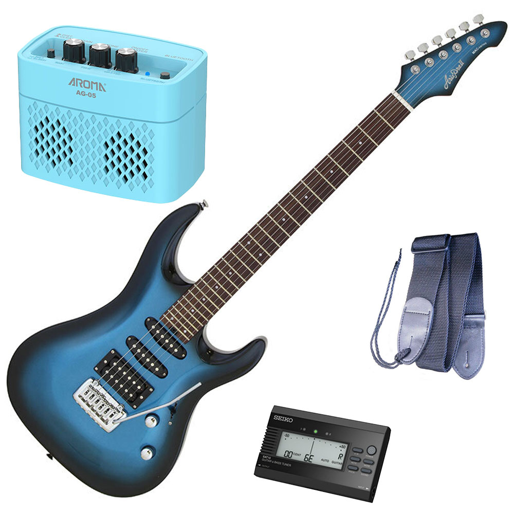 【店内全品5%OFFセール開催中】【セイコーチューナー&アンプセット】AriaProII エレキギター MAC-STD MBS+SAT10B+ギターストラップ+AG-05 BL|G&G onlineshop