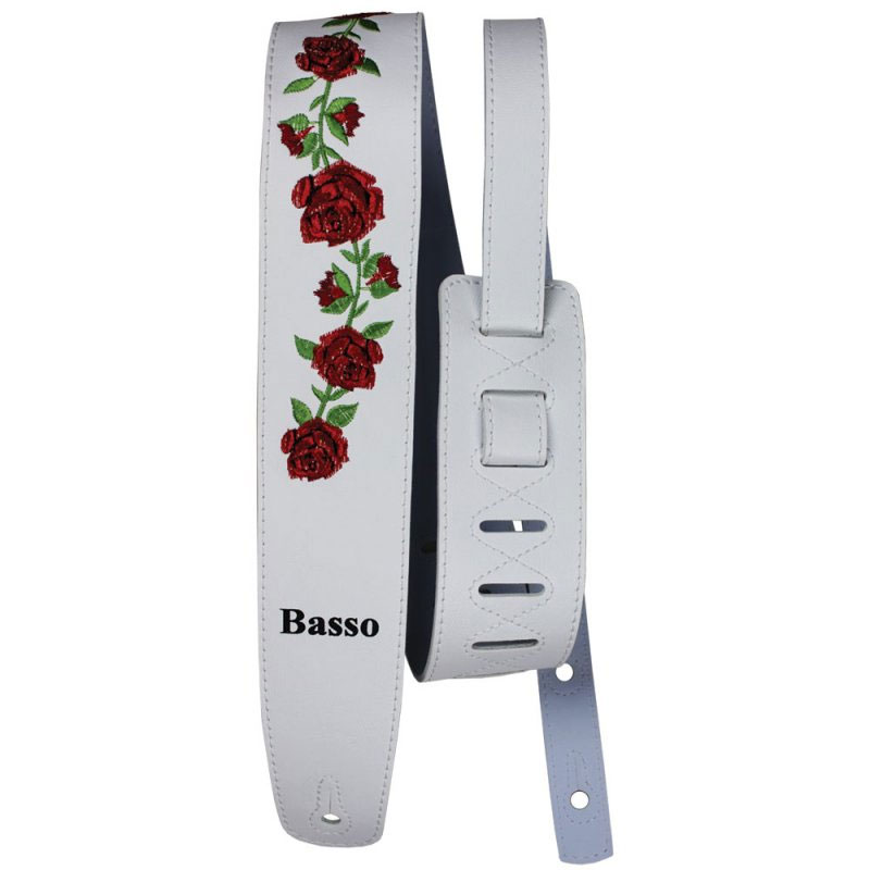 バッソ ギターストラップ Basso Embroidered Floral VT FL04 WH