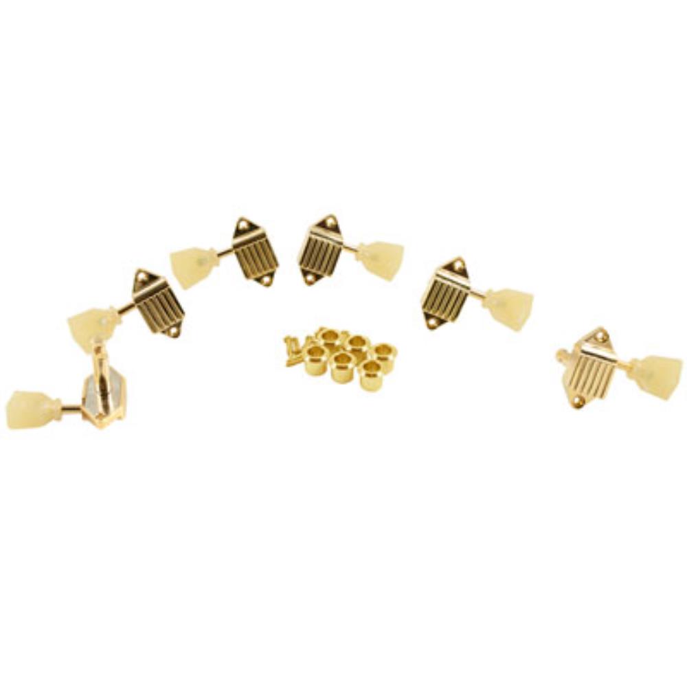 Montreux ギターパーツ クルーソン ペグ KLUSON マシンヘッド 3+3 - PEARLOID KEYSTONE - WAFFLEBACK - GOLD 9017