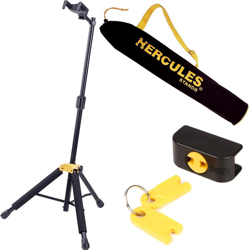 【ﾎﾟｲﾝﾄUP！マラソン期間限定】HERCULES GS415B PLUS＋キャリングバッグ＋ロックシステムセット ハーキュレスギタースタンド＆GSB001+HA101