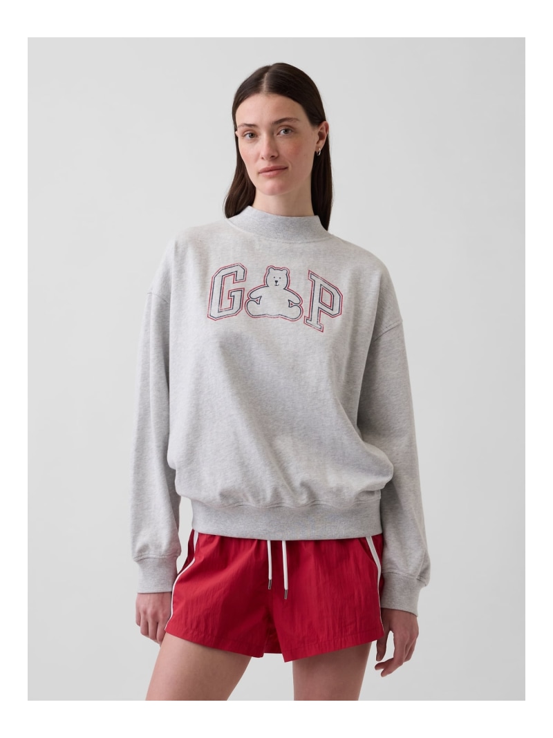 (W)ヴィンテージソフト フレンチテリー 厚地の外套大きさ モックネック GAPロゴタイプ トレーナー GAP 透き間 トップス カットソー・プルオーバー 米国海軍 薄墨色【貨物輸送無料】[ Fashion]
