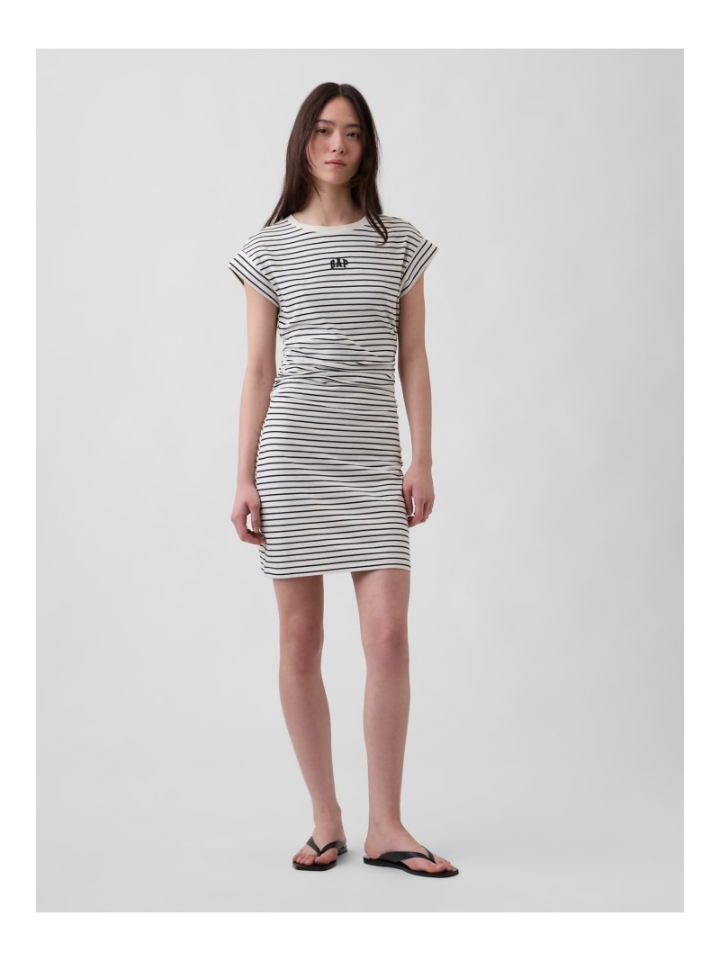 (W)ミニGAPロゴ ルーシュ Tシャツワンピース GAP ギャップ ワンピース・ドレス ワンピース グリーン ブラック【送料無料】[ Fashion]