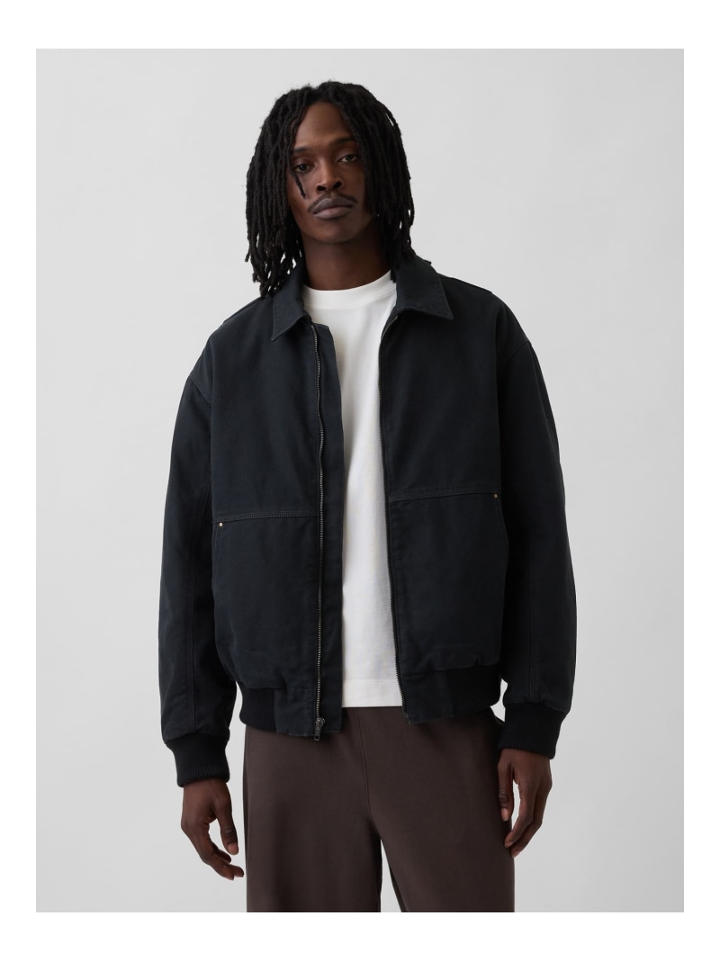 (U)キャンバス ボンバージャケット GAP ギャップ ジャケット・アウター ブルゾン・ジャンパー ブラック【送料無料】[ Fashion]