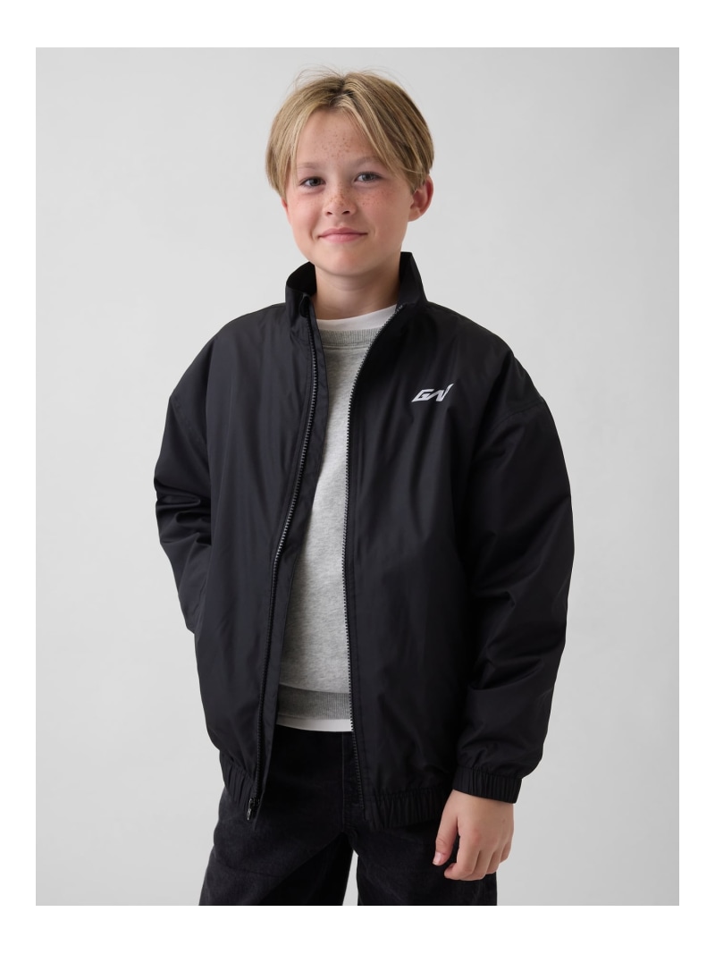 (K)リラックスフィット ウィンドブレーカージャケット (キッズ) GAP ギャップ ジャケット・アウター ブルゾン・ジャンパー ブラック【送料無料】[ Fashion]