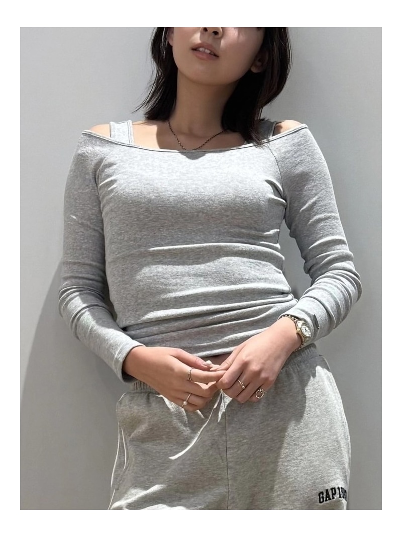 (W)モダン オフショルダートップス GAP ギャップ トップス カットソー・Tシャツ グレー ホワイト ブラック【送料無料】[ Fashion]