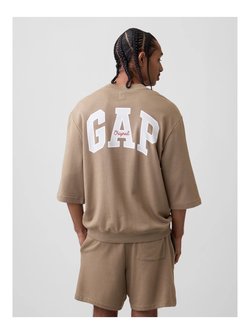 (U)オーバーサイズ GAPロゴ フレンチテリーTシャツ GAP ギャップ トップス カットソー・Tシャツ ネイビー ホワイト ブラウン ブラック【送料無料】[ Fashion]