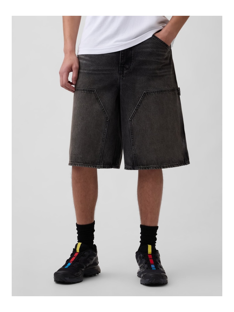 (U)12.5インチ スーパーバギー カーペンター デニムショートパンツ GAP ギャップ パンツ その他のパンツ ブラック【送料無料】[ Fashion]