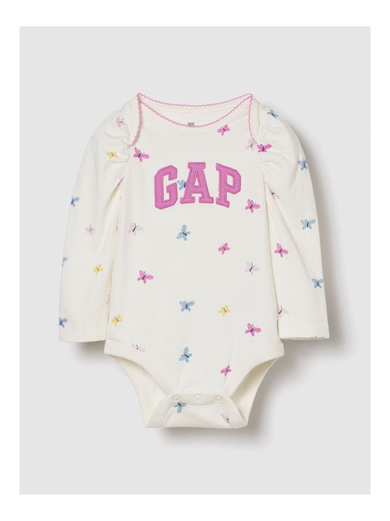 [SALE/ 56% OFF] (K) Organic Cotton GAP Logo Bodysuit (Baby) GAP Gap Maternity Wear Baby Goods Rompers/Coveralls White Pink [RBA_E] [Rakuten Fashion]