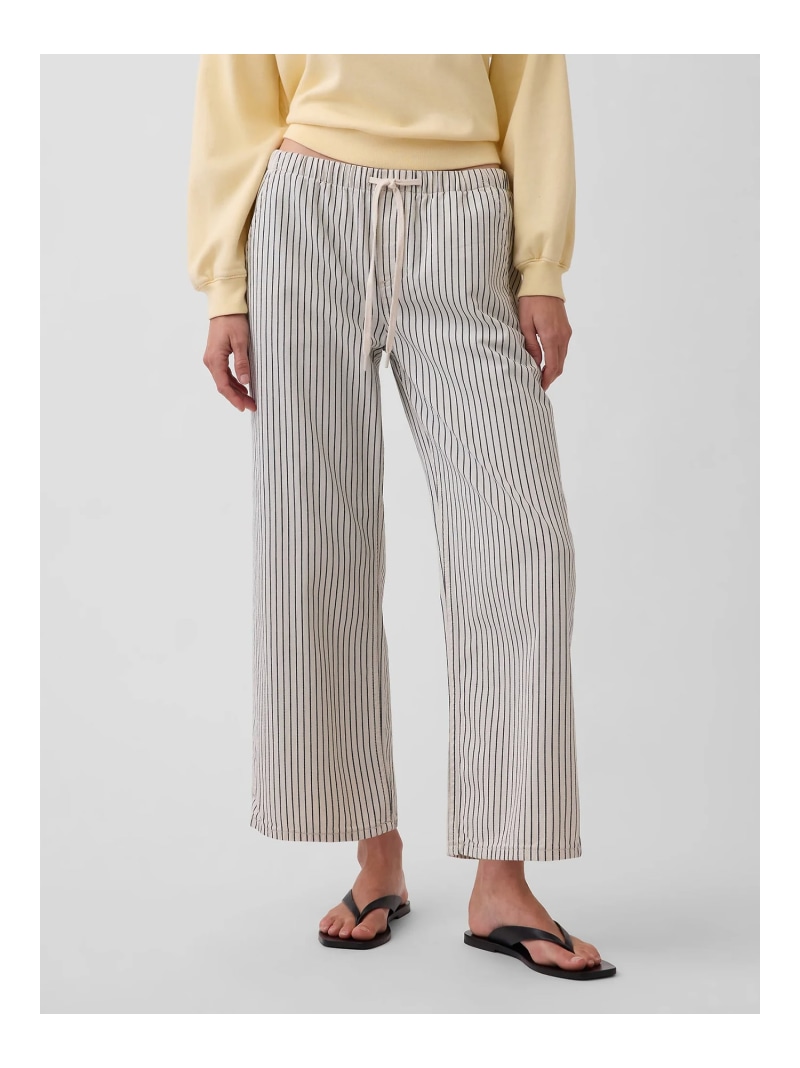 (W)ローライズ 90s ルーズフィット イージーウエスト クロップド ストライプデニム GAP ギャップ パンツ その他のパンツ ホワイト【送料無料】[ Fashion]