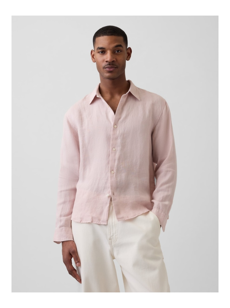 (U)リネン100% リラックスフィットシャツ GAP ギャップ トップス シャツ・ブラウス グリーン イエロー ピンク【送料無料】[ Fashion]