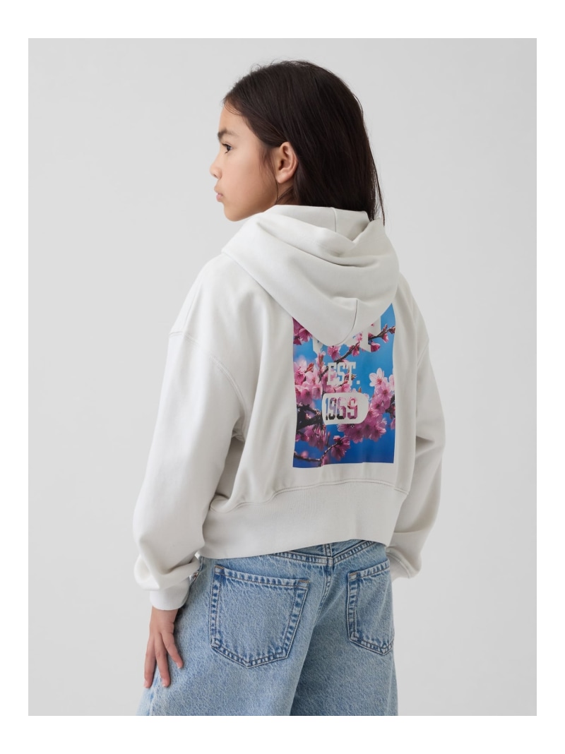 (K)ヴィンテージソフト フレンチテリー オーバーサイズ SAKURA GAPロゴ ジップアップパーカー (キッズ) GAP ギャップ トップス パーカー・フーディー ホワイト ピンク【送料無料】[ Fashion]