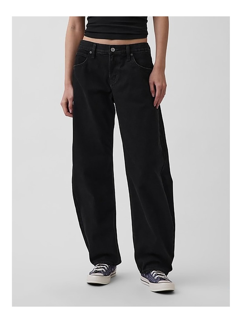 (W)ローライズ バレルデニム GAP ギャップ パンツ ジーンズ・デニムパンツ ブラック【送料無料】[ Fashion]