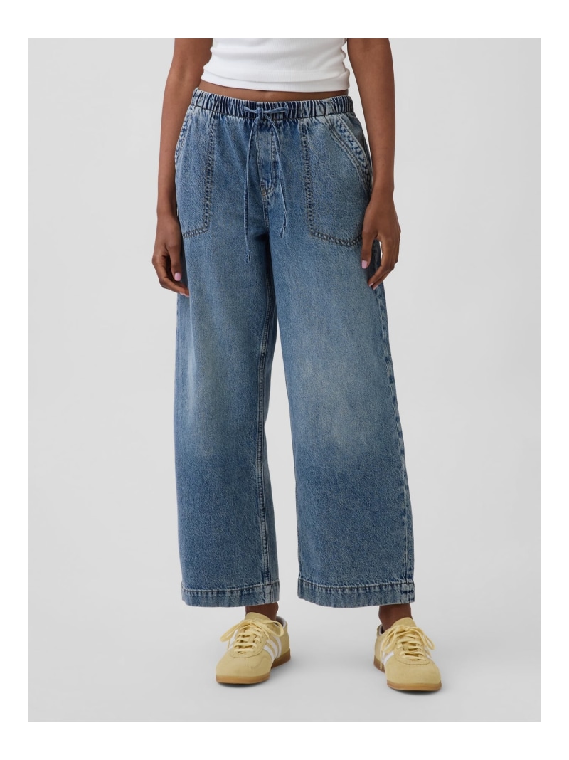 (W)ローライズ 90s ルーズフィット イージーウエスト クロップドデニム GAP ギャップ パンツ ジーンズ・デニムパンツ ブルー【送料無料】[ Fashion]