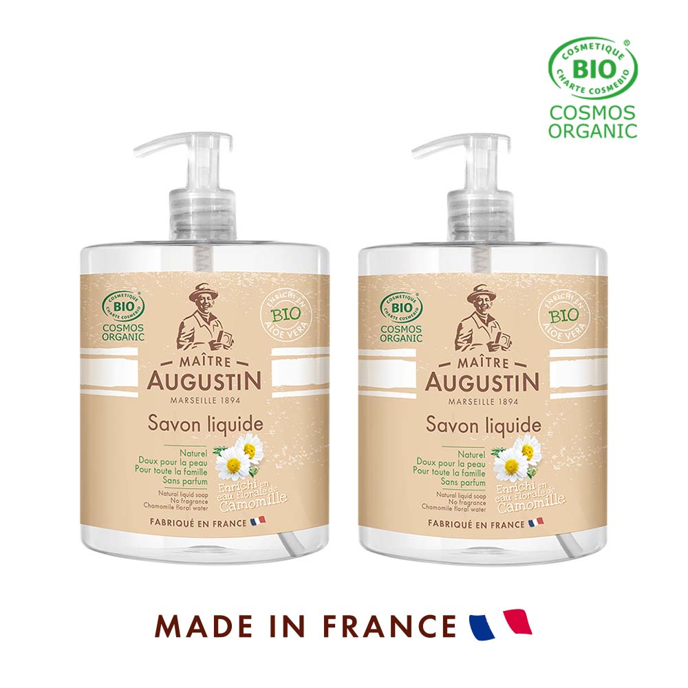 (お得な2本セット)MAITRE AUGUSTIN（メートル・オーガスティン）サボン・リキッド・ビオ カモミール 500mL 有機栽培のオリーブ油　カモミールエキス配合　オーガニック認証
