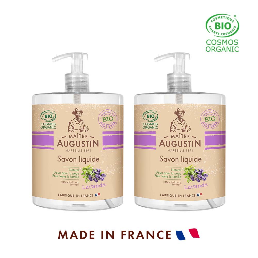 (お得な2本セット)MAITRE AUGUSTIN（メートル・オーガスティン）サボン・リキッド・ビオ ラベンダー 500mL　オーガニックリキッドソープ　有機栽培由来のオリーブ油　有機アロエベラエキス配合　オーガニック認証