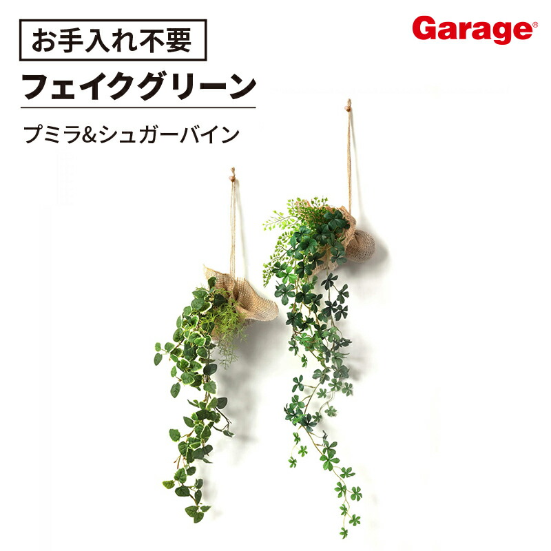 ハンギンググリーン 消臭タイプ プミラ シュガーバイン 2個セット（フェイクグリーン 消臭 観葉植物 調湿 壁掛け ハンギング 吊り下げ インテリア 雑貨 リアル オフィス おしゃれ ギフト プレゼント 贈り物 お祝い おすすめ）