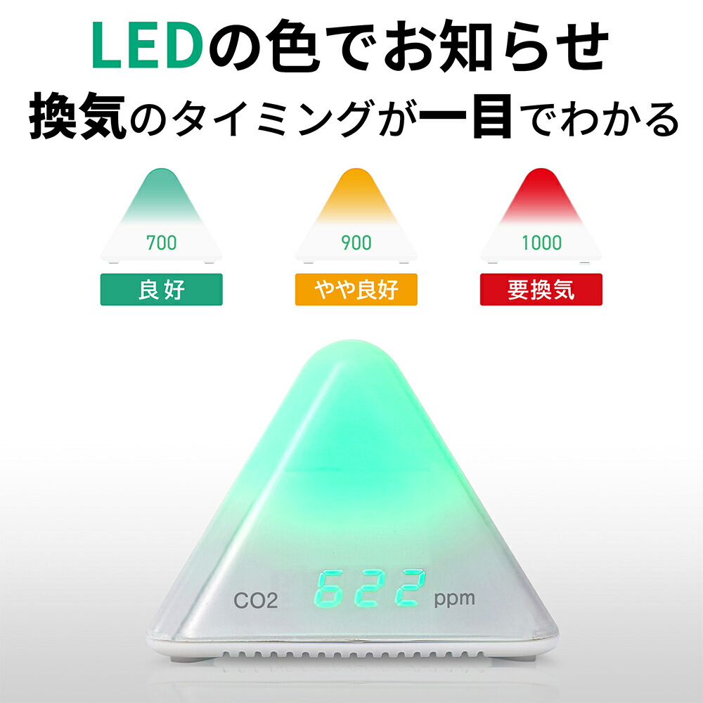 ★二酸化炭素 測定 CO2モニター（CO2 濃度 測定器 濃度計 換気 温度 湿度 集中力 置く オフィス 会社 リビング 学校 室内 コンパクト リフレッシュ AT-C01 新生活）