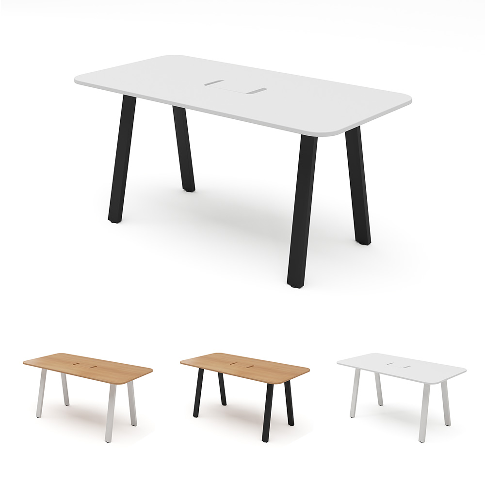 【店内P5倍◆17日AM10時まで】MRテーブル スタンダード天板 幅160×奥行80×高さ72cm 配線収納付き(フリアド デスク テーブル 角丸 オフィス 会社 法人 ミーティング 打合せ 会議 会議室 フリーアドレス 1600）