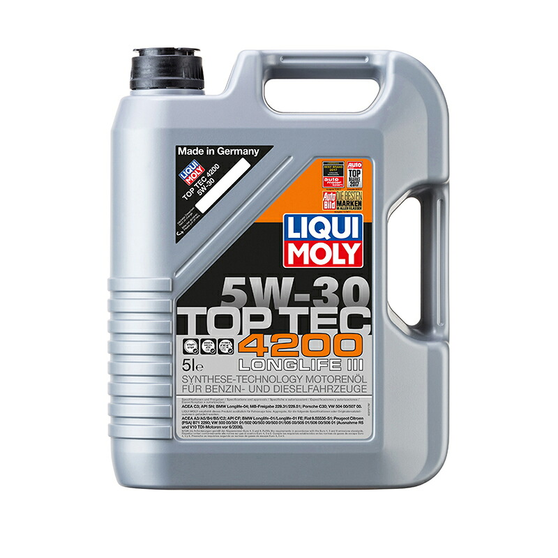 LIQUIMOLY リキモリ エンジンオイル TOPTEC トップテック TOPTEC4200【5W-30】5L 20904 LIQUI MOLY｜ガレージアイデア店