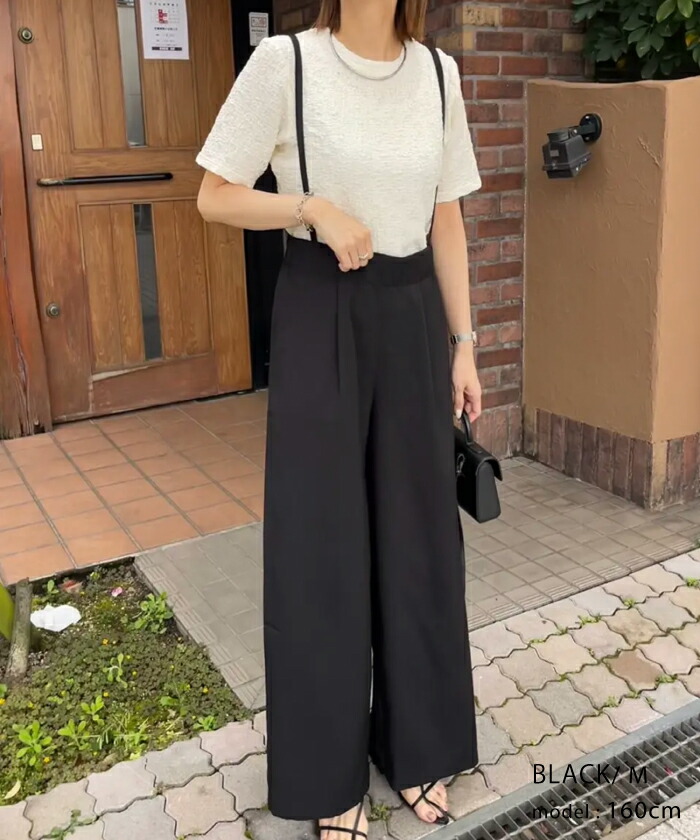 美品 bajra リネン100%サスペンダー付パンツ aquagarage リネンライクサスペンダー付きパンツ レディース 春