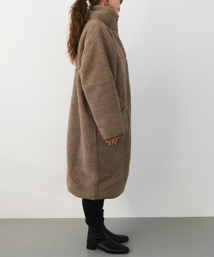 ボアロングコート ボアコート レディース スタンドカラーコート ボア