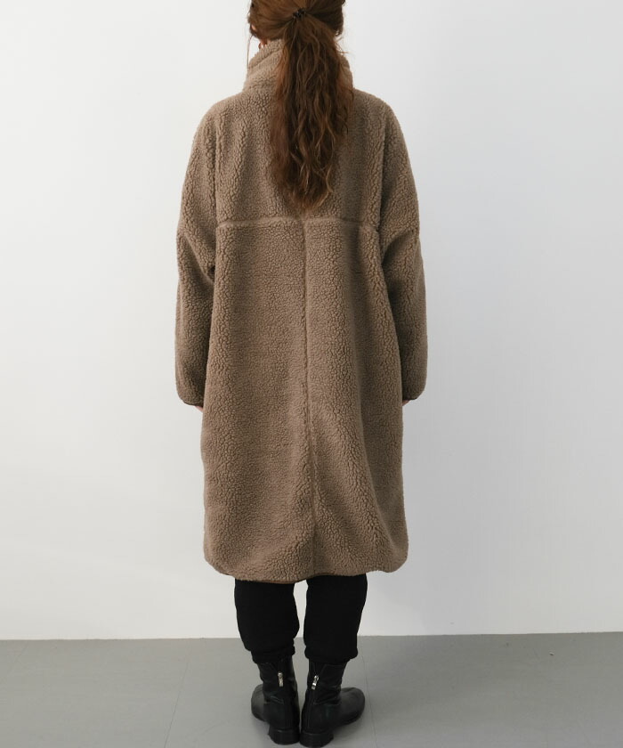 ボアロングコート ボアコート レディース スタンドカラーコート ボア