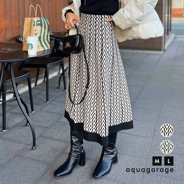 楽天市場】ニットスカート 幾何学模様 レディース 秋 冬 M L 総柄 幾何