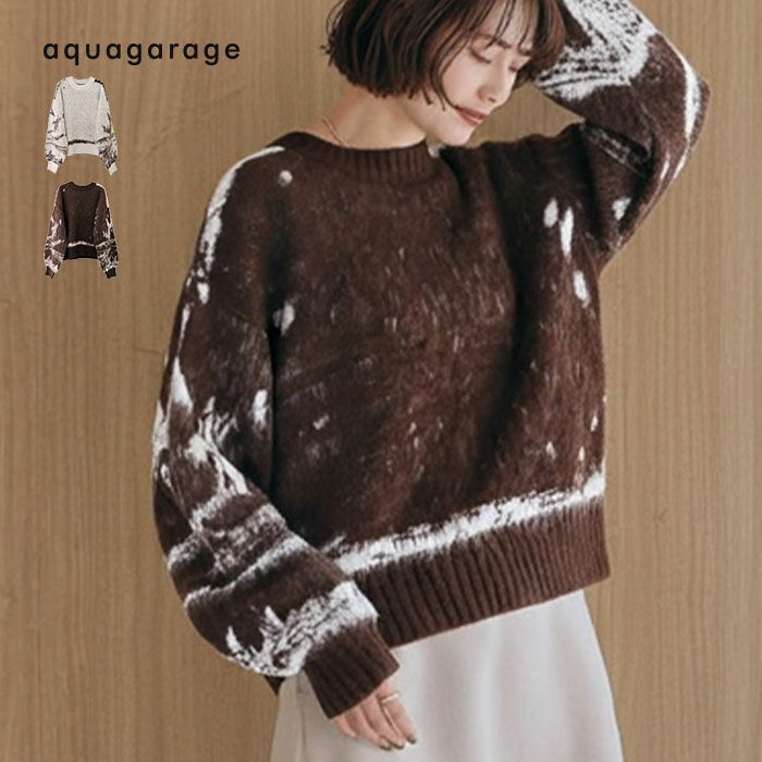 楽天市場】ニュアンス柄ニットトップス 秋 冬 M レディース