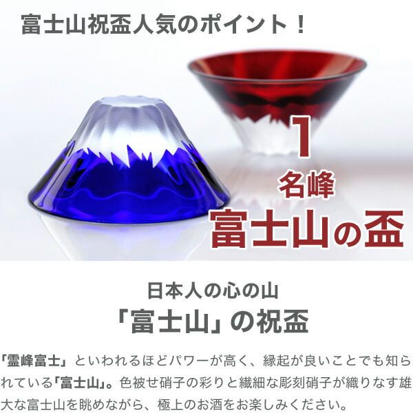 高級品 田島硝子 江戸切子 彫刻硝子 富士山 祝盃 ぐい呑み 瑠璃色 父の日 還暦祝い 退職祝い 内祝い ギフト 記念品 母の日 木箱入  gastronew.com.br