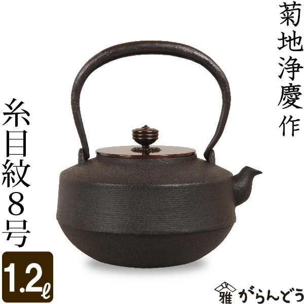 鉄瓶 雨龍10号 桔梗透かし摘み 菊地 政光 菊池 政光作 茶道具