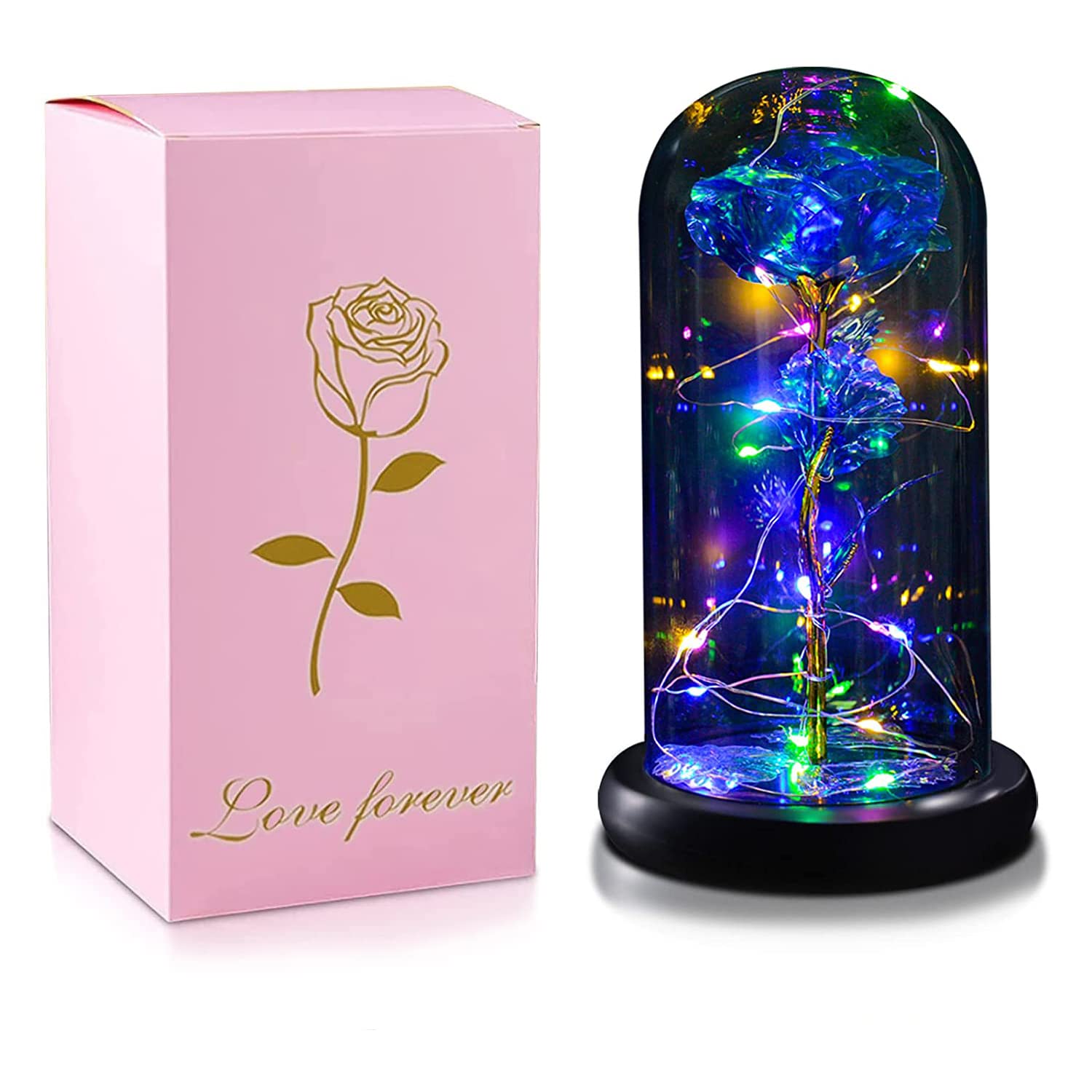 枯れない花 バラ造花 LEDライト 電池式 24Kゴールドローズ 薔薇 花束 フラワーライト フラワーギフト バレンタインデー 母の日 誕生日 結婚記念日 クリスマス お祝い プレゼント 女性 妻 彼女への贈り物