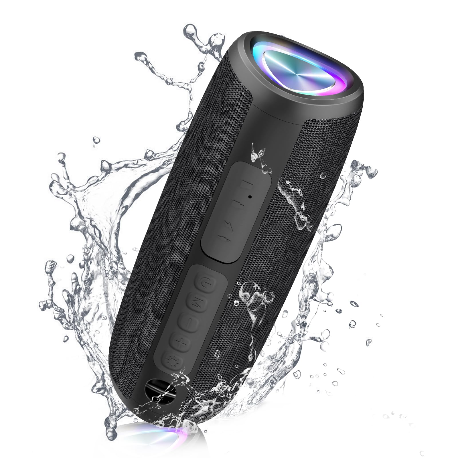 Bluetooth スピーカーポータブルスピーカー 小型 24時間連続再生 Type C充電式 Bluetooth 5.3 完全ワイヤレスステレオ対応 強化された低音 IPX7防水 TWS機能 LEDライト付き マイク内蔵 お風呂 スマホ PC 車用 日本語取扱説明書