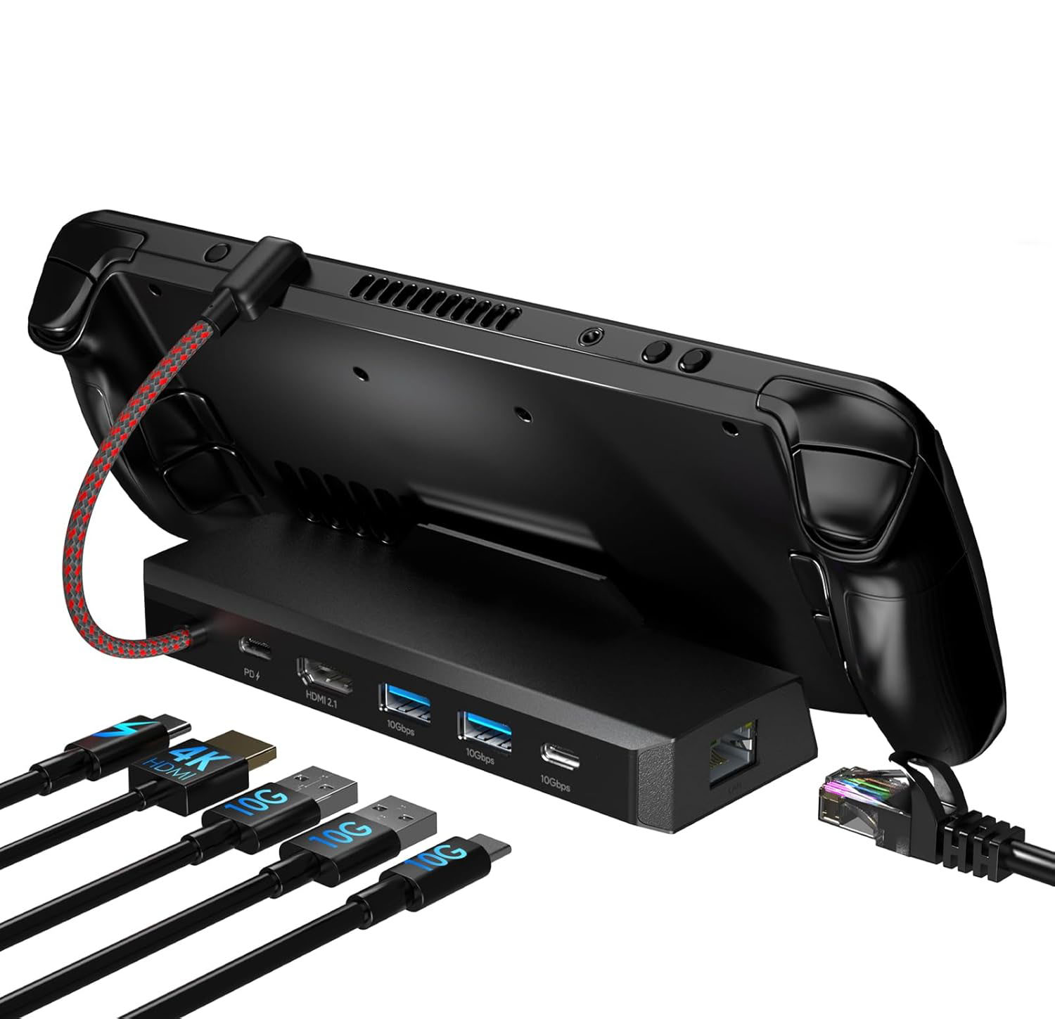 4KUSB-C 縛、Steam Deck/ROG用6-インチ-1縛ステイション、Steam Deck佩び物4K@144サイクル/2K@165サイクル/1080P@240サイクル HDMI 2.0、100W PD IN（進行係り用85W）、3x 10G USB 3.2、ギガビットRJ45
