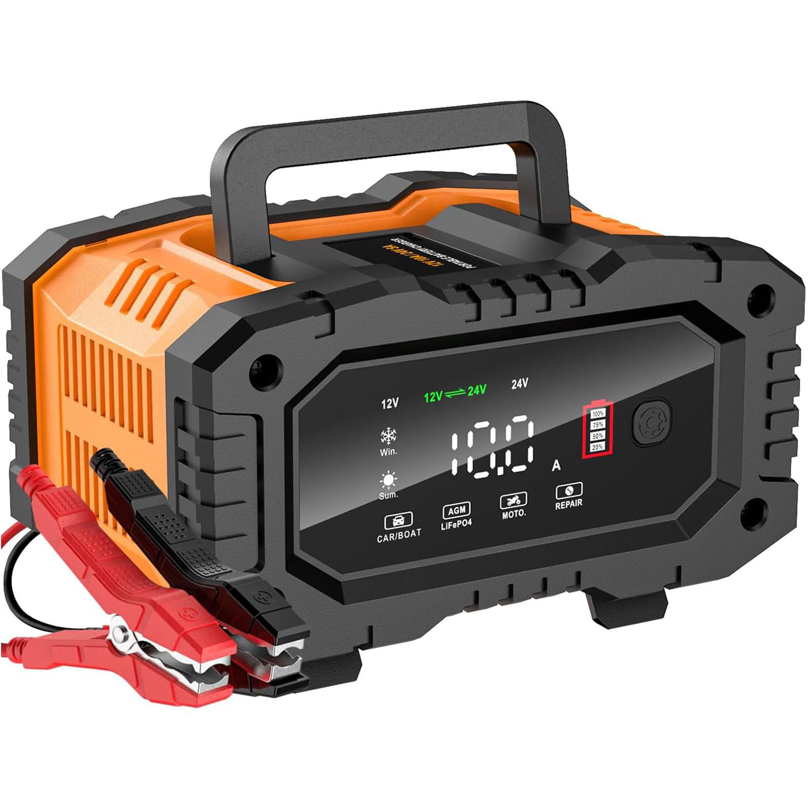 楽天市場】12Vと24V用鉛蓄バッテリー充電器 パルス充電器 全自動