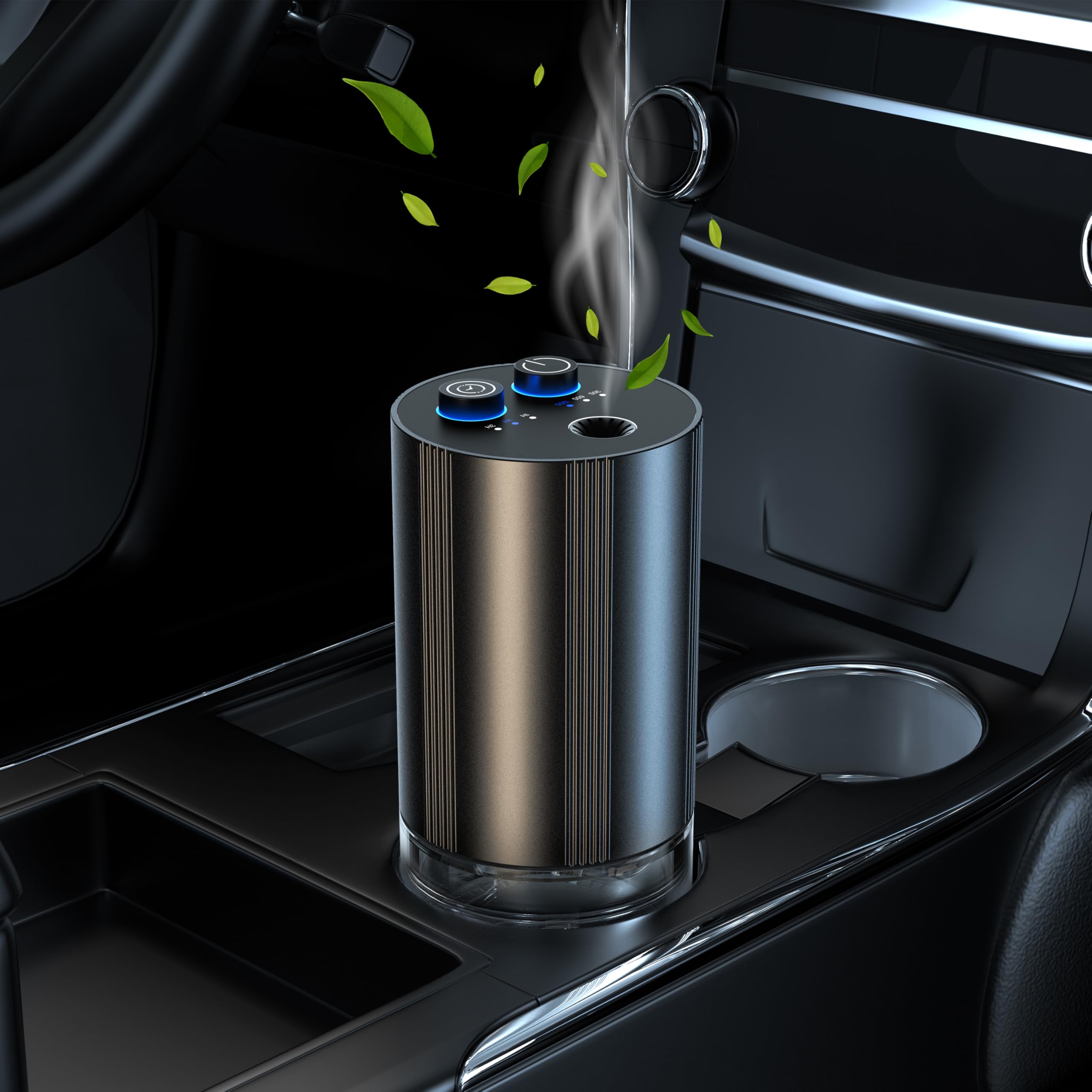 車用 ディフューザー アロマディフューザー 【ボタン突起設計・110ml大容量】水なし自動噴霧式 車用芳香剤 充電式 静音 3段階タイマー 3つ噴霧モード アルミ合金製 コードレス車用ディフューザー 取り付け簡単 ヨガ室・部屋・車載・店舗などに適用