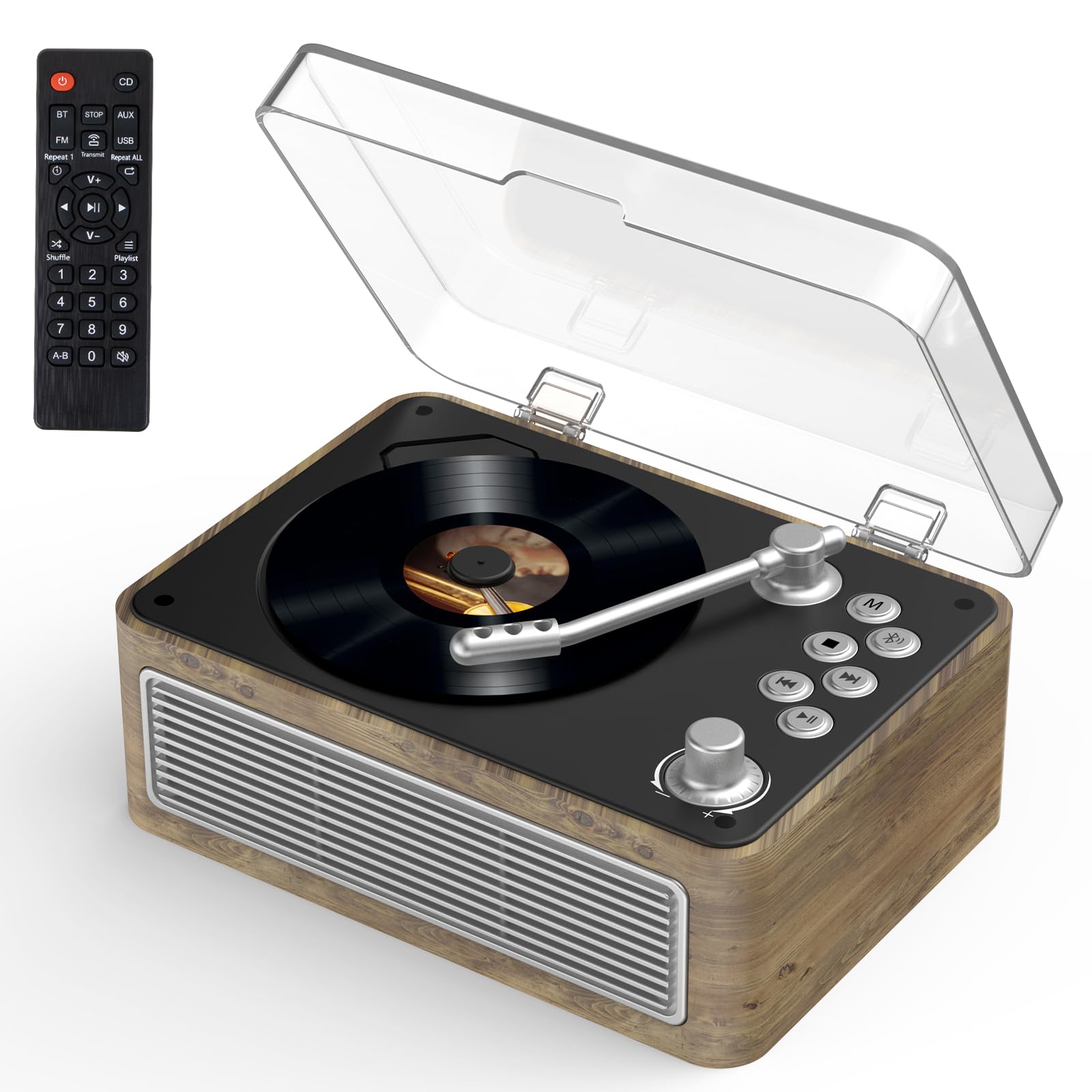 CDプレーヤー レトロ Bluetooth受信＆送信 HiFIスピーカー内蔵 充電可能 ポータブル cd player USB再生 AUX入力 A-Bリピート機能 遠隔操作FMラジオ CDラジカセ イヤホン対応 語学学習 音楽鑑賞 日本語取扱説明書付き｜一奏店
