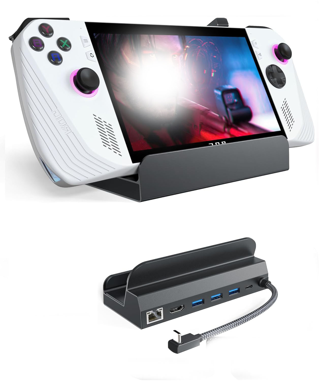 6-インチ-1 縛ステイション ROG Ally X/Steam Deck OLED/Legion Go/MSI Claw相応うHDMI 2.1 4K@120サイクル USB-A 3.0×3界面 1000Mbpsイーサネット 100W USB-C申し受ける