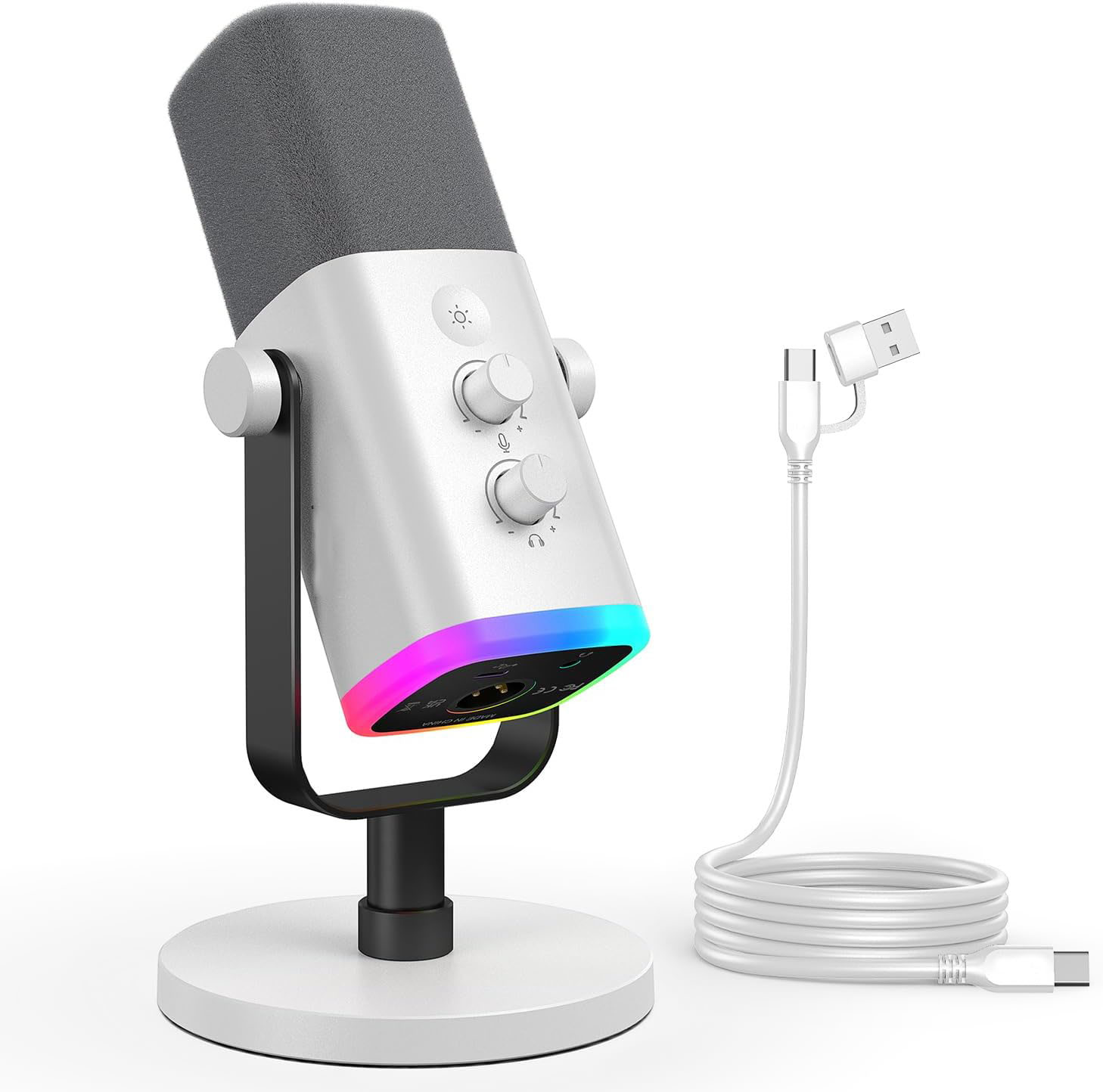 USB/XLRスタンドアロンマイクロホン テレ細工物 同盟罷工ジューサー ゲーマー コンテンツクリエイター向け むき出し指向性 ダイナミックマイク パソコン/なおなお書き4/なおなお書き5/音声歌留多/ミキサー/オーディオ界面相応う能力のある ミュートボタン RGB照度取り替えっこ