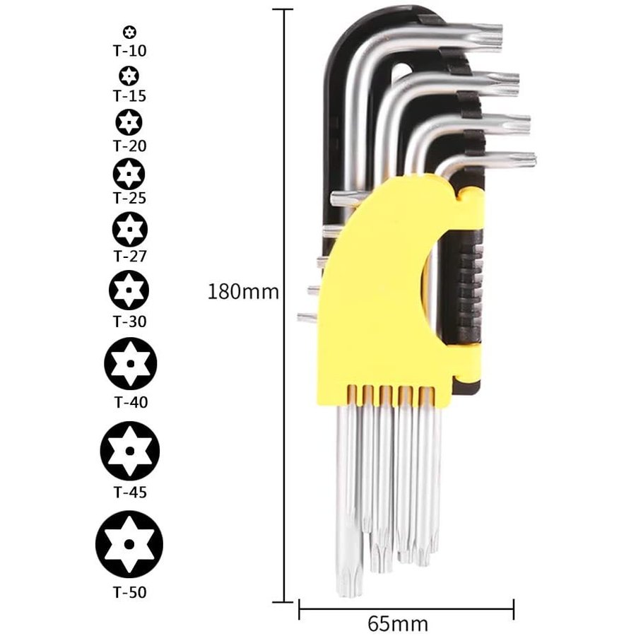 割引も実施中 星型 ヘックスローブ レンチセット いじり止め対応ドライバーセット T10 T15 T20 T27 T30 T40 T45 T50 9本組  L型 いじり止めネジ対応 精密ヘクスロ www.tacoya3.com