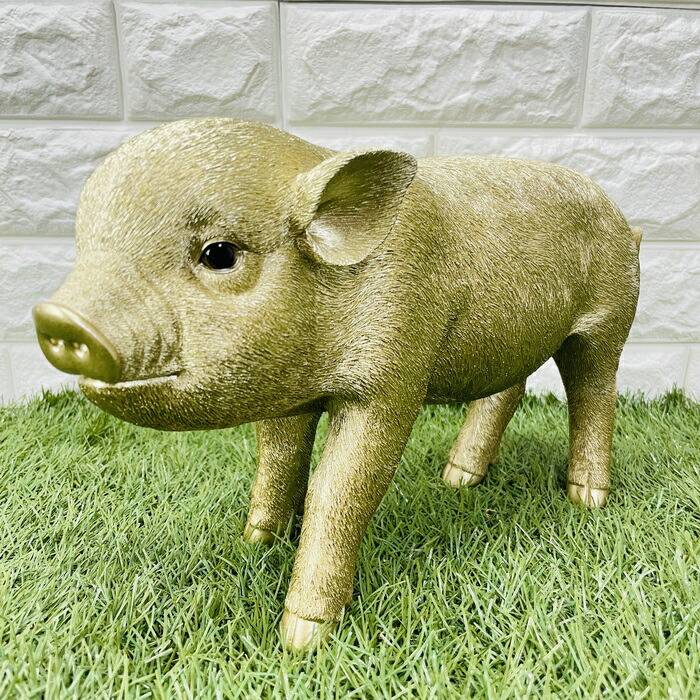 楽天市場】かわいい 置物 金の豚 大 ゴールデンピッグ woobia