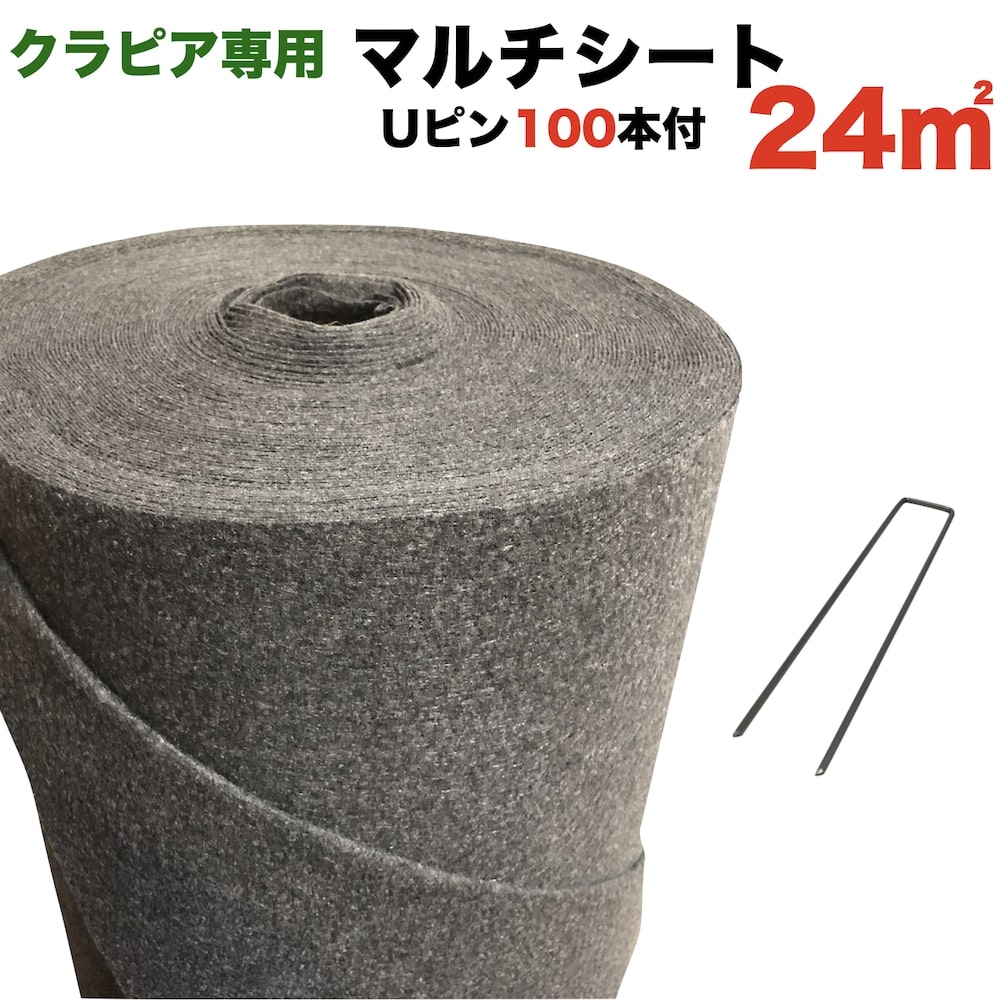 クラピア専用マルチシートセットお庭用 シート1m×24m(24m2)+ U字型ピン(100本) クラピア K7 K5 S2 ポット苗用 植栽用 吸水性 透水性 アップ